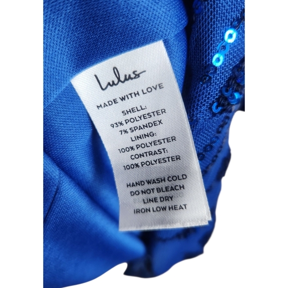 Lulu's Keep Glowing Blue Floral Sequin Mini Dress XL Cocktail Party Dance Formal - Picture 6 of 11